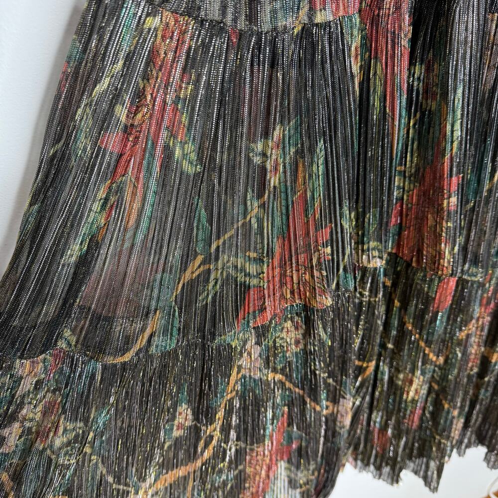 ba&sh Hendrix Floral Metallic Plissé Knit Long Sleeve Maxi Dress Size 0 XS Black - Picture 10 of 15